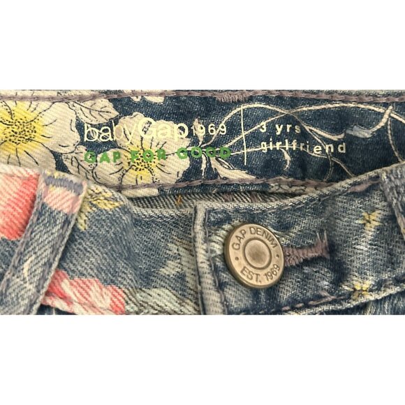Baby Gap Floral Print Girlfriend Denim Jeans 3 Years Preppy Adjustable Waist - Picture 3 of 5